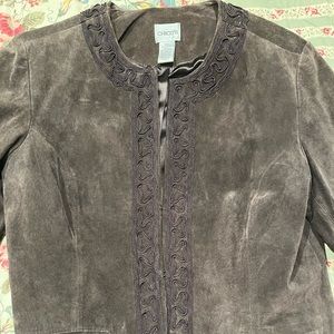 Chicos brown suede leather jacket size 2